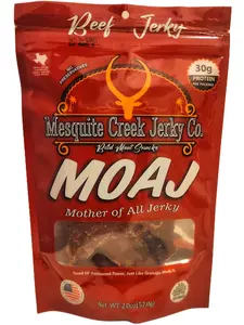 Mesquite Creek Jerky Co. Mother Of All Jerky - MOAJ Beef 30g Protein Per Package US Made Premium Ingredients Salt Pepper Garlic Onion