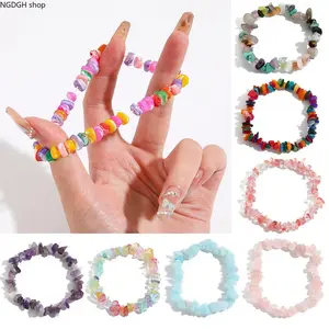 Turquoise Chip Bead Bracelet - Trendy Natural Irregular Stone Stretch Bracelet with Genuine Turquoise Nuggets, Lightweight Elastic Comfort Fit Jewelry for Women, Perfect for Summer Festival Beach Vacation Daily Boho Outfits & Layering Looks