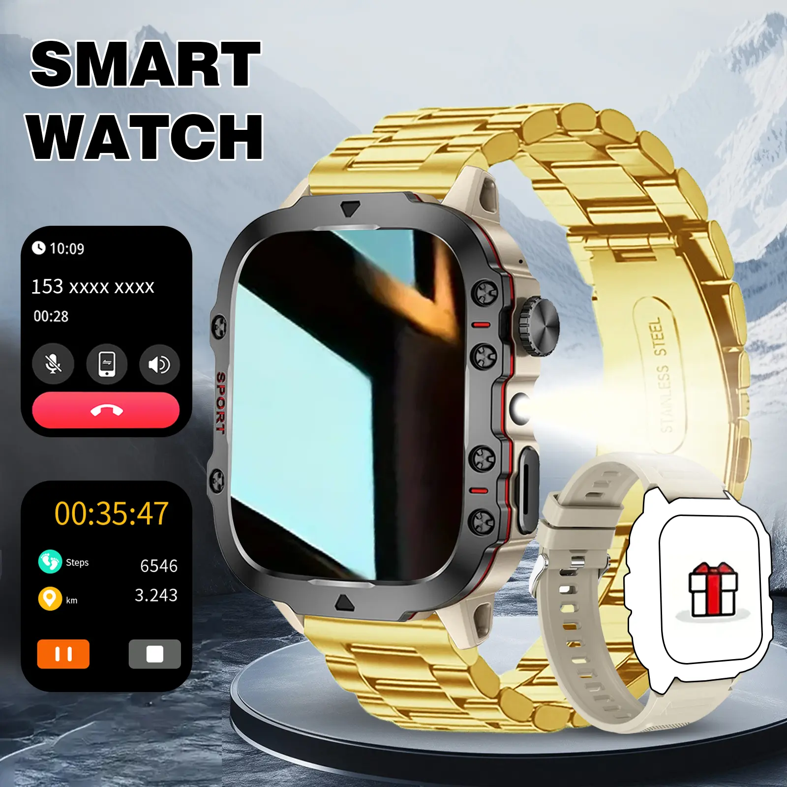 Smartwatch with Upgrade Features - Call Function , Message Alert, Step Count & Calorie Tracker, Multiple Sports Modes, Weather Update, Wireless Connection, Silicone Strap, Unisex, Perfect for Daily Life