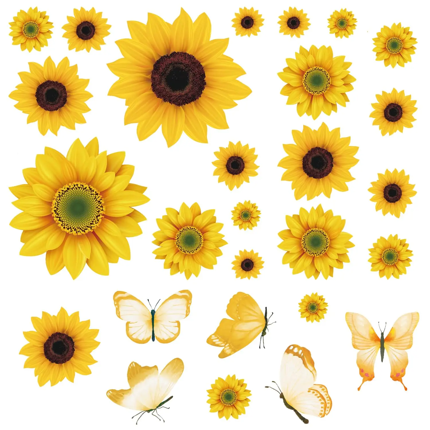 Sunflower Peel And Stick Wall Decals  Decorations For Bedroom Kitchen Bathroom Living Room