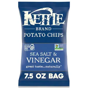 Kettle Brand Sea Salt and Vinegar Kettle Potato Chips, Gluten-Free, Non-GMO