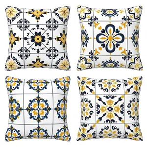 4-piece waterproof outdoor cushion cover, decorative square Nordic cushion cover, Mandala pattern pillow cover, Home Textile, suitable for courtyard furniture, gardens, balconies, sofas, 4-piece set with double-sided printing