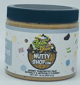 White Chocolate Peanut Butter - Yum Yum Nutty Shop Gourmet Peanut Butter Spread - 8oz & 16oz Dessert Toppings