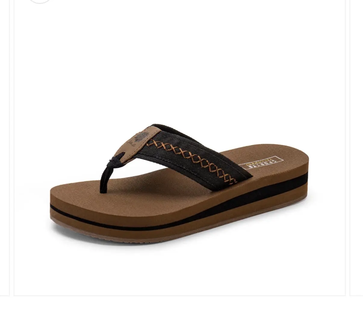Yellow Box 2 Tone Black and Tan Flip Flops