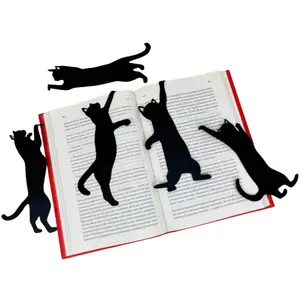 Cute Metal Cat Bookmarks Set - 5 Pieces with Cat Book Charm Design, Durable Book Markers for Bookworms, Adorable Gift Idea