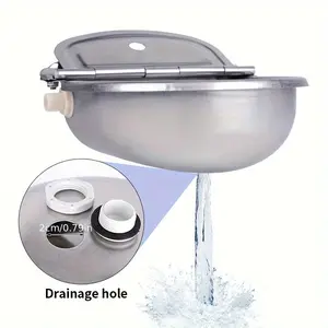 1pcLarge Stainless Steel Auto Water Bowl for Livestock Horses Pigs Sheep Dogs Outdoor Durable Easy Flow Farm Pet Drinking Bowl
