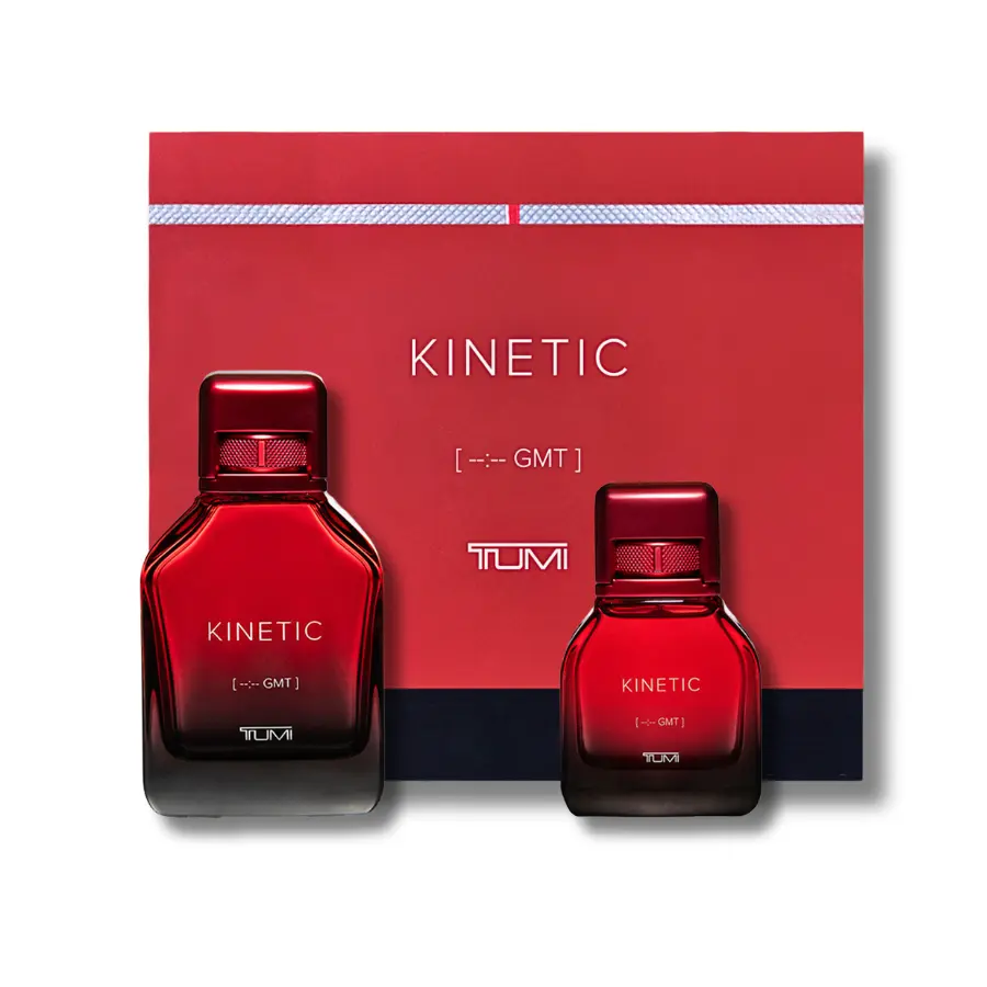 TUMI KINETIC 2-Piece Fragrance Set, Long-Lasting EDP Traveler Duo with Woody Powder, Spicy, and Vanilla Notes for Adults (3.4 oz & 1.0 oz), Fragrance Sets, Edp Traveler Set