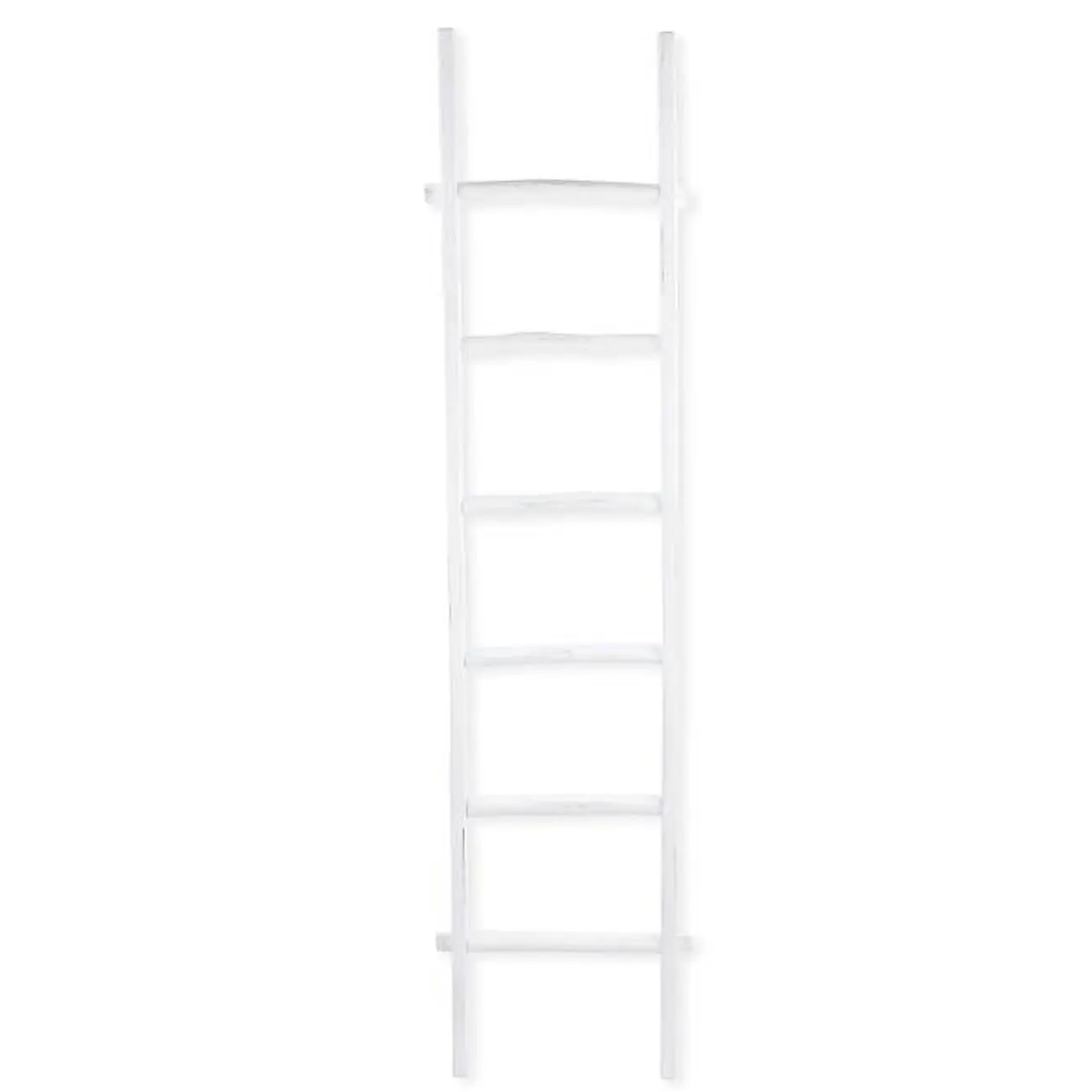 Cheungs 5818WT Rustic White Handcrafted Wood Ladder - 12 lbs, 17.75"W x 2"D x 76.25"H, Farmhouse Accenting Ladder Stepladders for Home Improvement Building Supplies