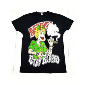 #TikTokShopRestock  Plus Size [Everyday Comfort] Men's "Stay Blazed" Backwoods Graphic T-Shirt - Casual Cotton Tee with Hippie Weed Print, Short Sleeves, Round Neck - Machine Washable