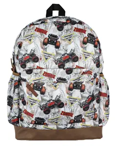 Monster Jam Zombie Backpack All Over Design 16" Book Bag School Tech Sleeve