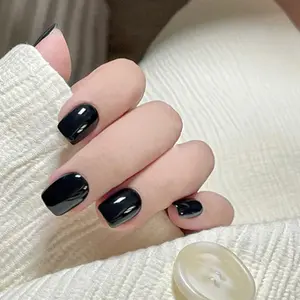 Sleek Onyx Black Press-On Nails | CurvLife Nail | 24pcs Short Square Fake Nails | Glossy Intense Black Finish | Easy to Apply, Comfortable & Long-Lasting Hold | Perfect for Daily Errands, Business Events, Evening Dinners & Formal Gatherings