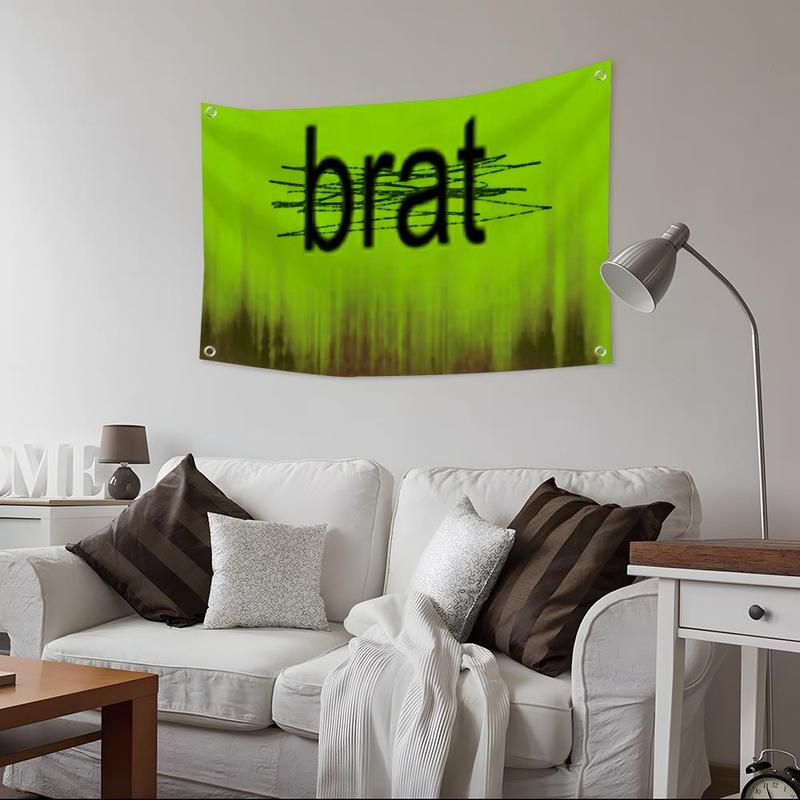PIKPAKA Brat Album Charli XCXS Flags Instant Party Atmosphere Microfiber Festival Banner | Indoor Outdoor Hanging Decor | Perfect For Bedroom Living Room Bar Garden Party Party Decorations Banners