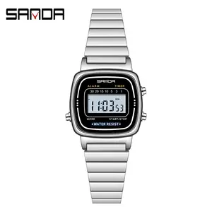 SANDA Sanda New Small Square Double Buckle Watch Electronic Multifunctional Men's and Women's Fashion Trend Watch
