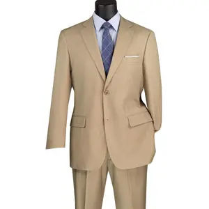 Mens 2 Button Weave Pattern Sharkskin Suit in Beige