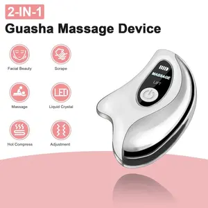 Two-in-One Electric Facial Scrubbing Massage Traction Device, Blue Light Heating Vibration Scrub Board, Adjustable Two Modes, Skin Toning and Tightening Care Equipment, Facial Beauty Instrument, Facial Beauty Device, Office Travel Festival Gift