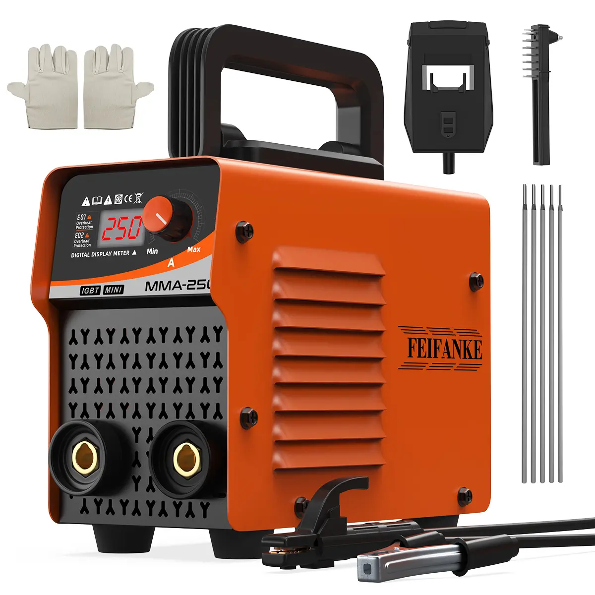 FEIFANKE MMA250A 110v welder machine, Portable MINI IGBT Stick Welding machine, LED Display Digital arc /mma Welder,For home use＆DIY man Gift