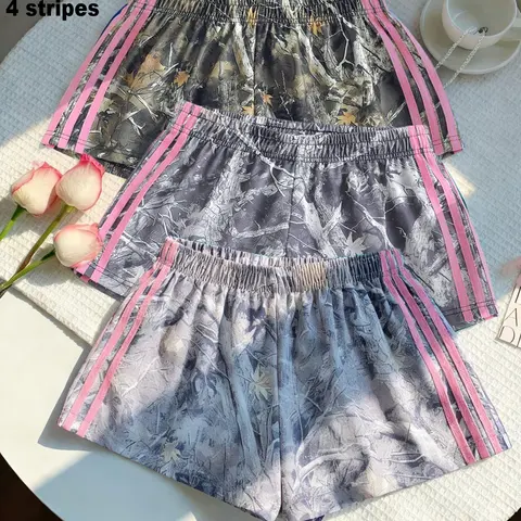 Trendy, Comfortable 3-Pack Women's Casual Loose Shorts, Side Stripe Design, Elastic Waist, Perfect for Spring and Summer Carnival Activities, Casual Comfy Shorts