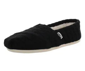Toms Classic Black Cable Knit with Shearling Womens Shoes