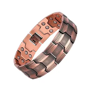 EMPTAN Copper Bracelet for Men, Strong Magnets Therapy Bracelet, Pure Copper Link Wristband Energy Bracelet, Gift for Dad, Husbands, Boyfriends, Father's Day Gift
