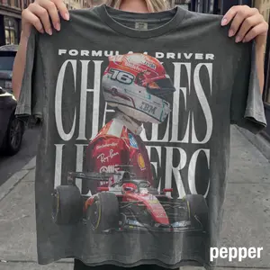 [Sale Up To 25%] Comfort Colors Charles Leclerc Racing Graphic Tee, Vintage Motorsport Driver Shirt, Grand Prix Fan Apparel, Retro Racing Style Tee