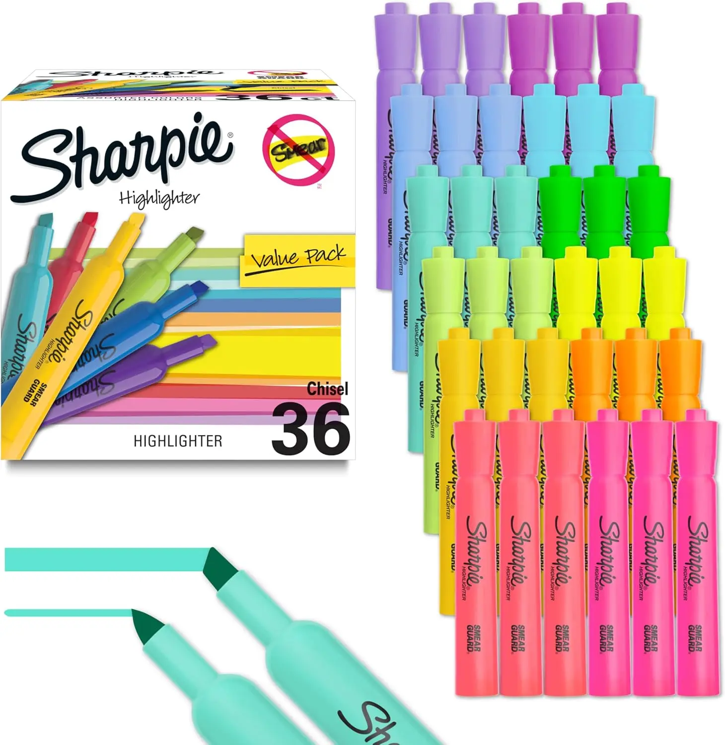 Sharpie Tank Highlighters - Chisel Tip, 12 Assorted Fashion Colors (Including Iris, Turquoise, Sapphire), Bright Ink for Highlighting (Office Stationery Writing Tool)