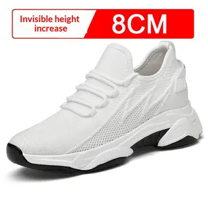 Summer Invisible Height-Boosting Mens Shoes 8cm Breathable Flyknit Mesh Elevator Shoes