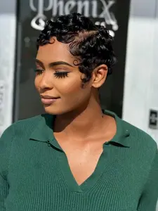 Hot Selling Summer Style Lace Front Wig, Short Curly Pixie Cut Hairpiece, Real Human Hair, 13x4 Size, Perfect for Daily Wear