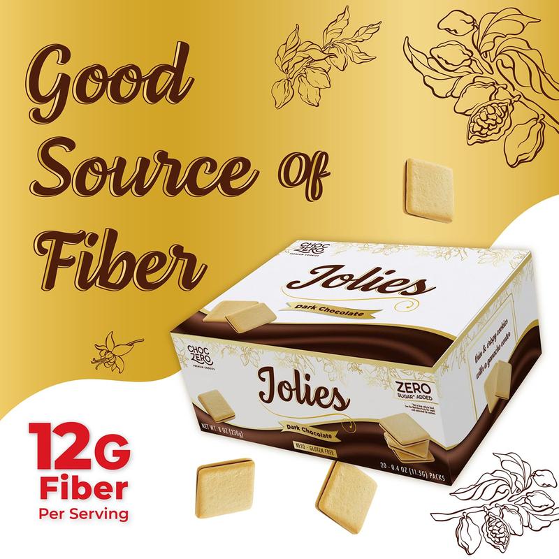 HOT - ChocZero Chocolate Cookies, Dark Chocolate Jolies – Gluten Free, Sugar Free, 20 Crispy Chocolate Filled Keto Cookies Per Box, 8 Ounce