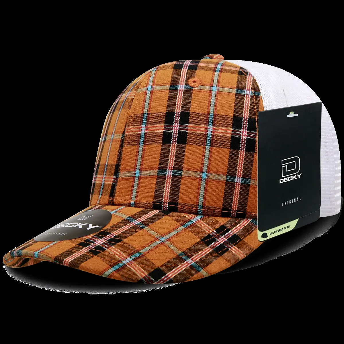 212 MAIN Structured Crown 6-Panel Mid Crown Pre-Curved Plaid Snapback Cap (Style 6017-194, 194-White) - 1-Size-Fits-Most Vintage Trucker Hat for Dogs, Cats