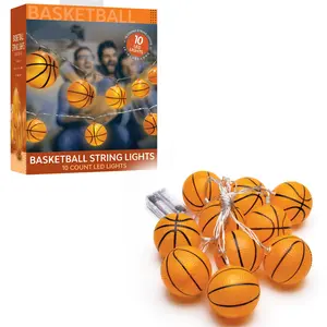 Basketball Shaped String Lights, 10 Count LED Battery Operated Sports Lights | Basketball Shaped Party Decor for Bedroom, Bar, Dorm, Patio, Man Cave & Basketball Fans