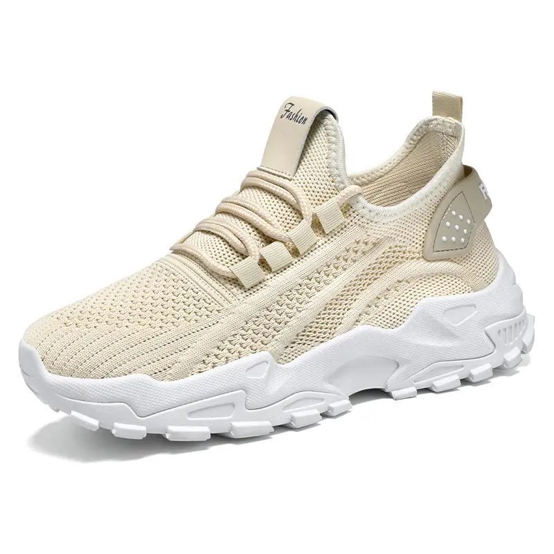 Women's Chunky Platform Sneakers Breathable Fly Knit Mesh Upper Height Increasing Non-Slip Wear-Resistant Sole Lightweight All Day Comfort Fashion Casual Walking Shoes for Daily Wear Street Style Travel Shopping Dating & Light Outdoor Activities