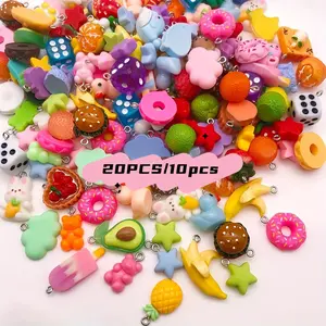 10/20 Random Style Resin Charms, DIY With Charms, Colorful Imitation Animal Fruit Food Series for DIY Jewelry Making, Diy Jewelry Decoration, Suitable for Necklaces Bracelets Earrings, DIY Beading Accessories, Beads Charms Accessories