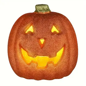 1pc Halloween Pumpkin Lantern with Glowing Red & Orange Lights - Jack-O'-Lantern Design for Indoor/Outdoor Decor, Perfect for Halloween Parties (Batteries Not Included), Halloween Decoration