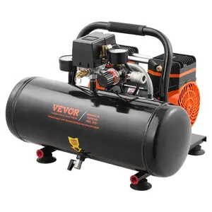 VEVOR Air Compressor, 2 Gallon Steel Tank, 1HP 2.1 CFM 8bar Oil Free Air Compressor Max. 120PSI Pressure, 81dB Ultra Quiet Portable Compressor, for Auto Repair, Tire Inflation, Spray Painting