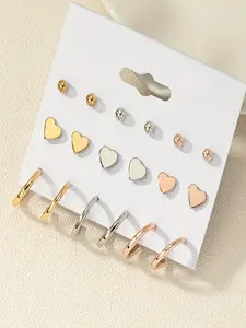18-Piece Minimalist Heart Stud Earrings Set, Multi-Color Mini Elegant Ear Rings for Women, Daily Wear Jewelry, All Seasons