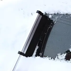 Car Snow Scraper with Extendable Length: Winter Ice and Snow Removal Tool for Clear Visibility Blades Heavy Duty Black Metal Handle Portable