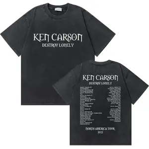 Washed Vintage Rapper Ken Carson Nad Destroy Lonely North America Tour Tshirt Men Hip Hop Loose Oversized T Shirts Short Sleeve