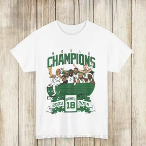 2024 Boston Shirts, Championship Celtics T Shirt Tee Cartoon Banner 18 Unisex Tee