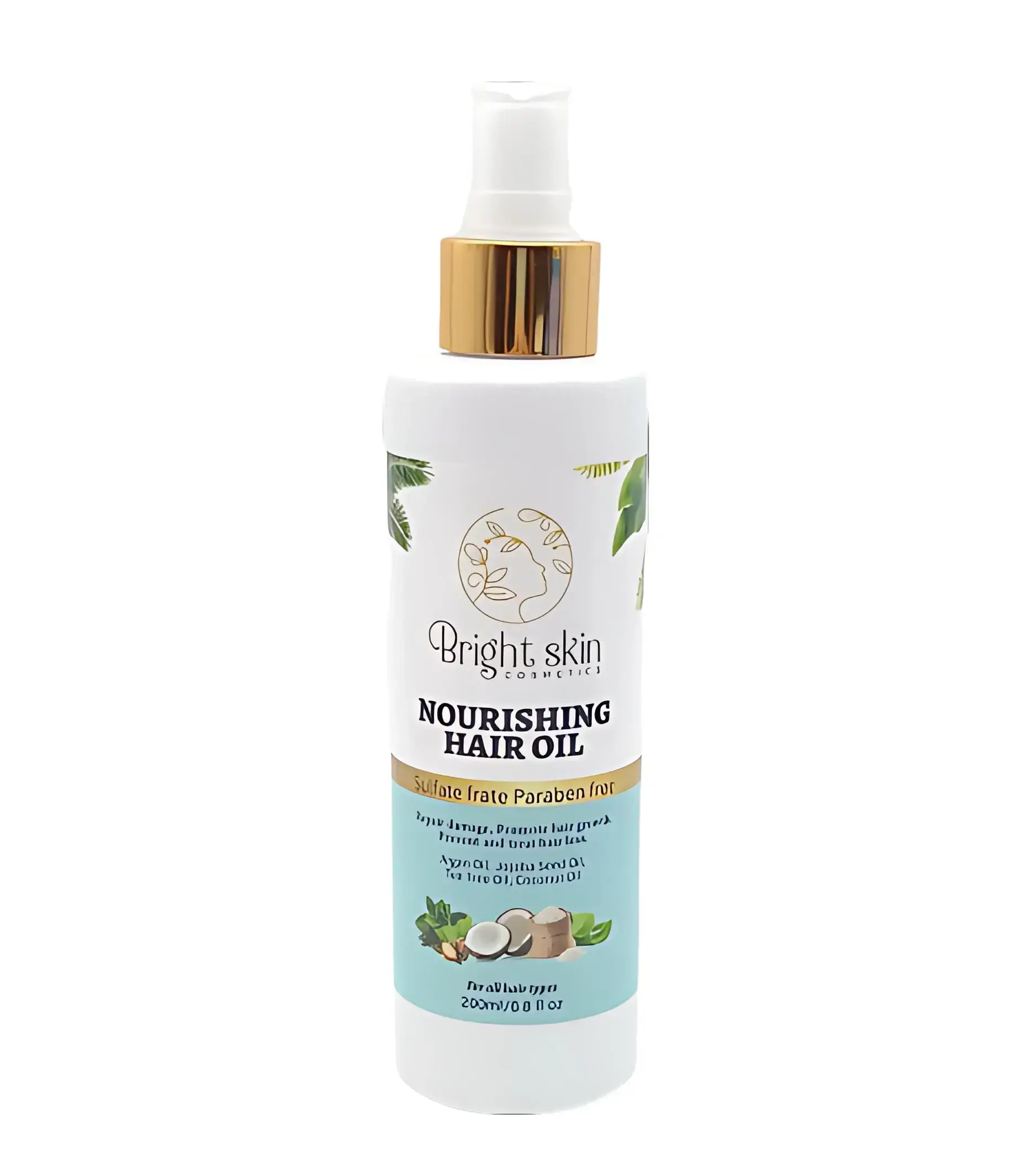 BRIGHT SKIN COSMETICS Nourishing Hair Oil, Lightweight Plant Based Treatment for Daily Use, Frizz Control & Shine with Seed Oil & Vitamin A, Coconut Oil