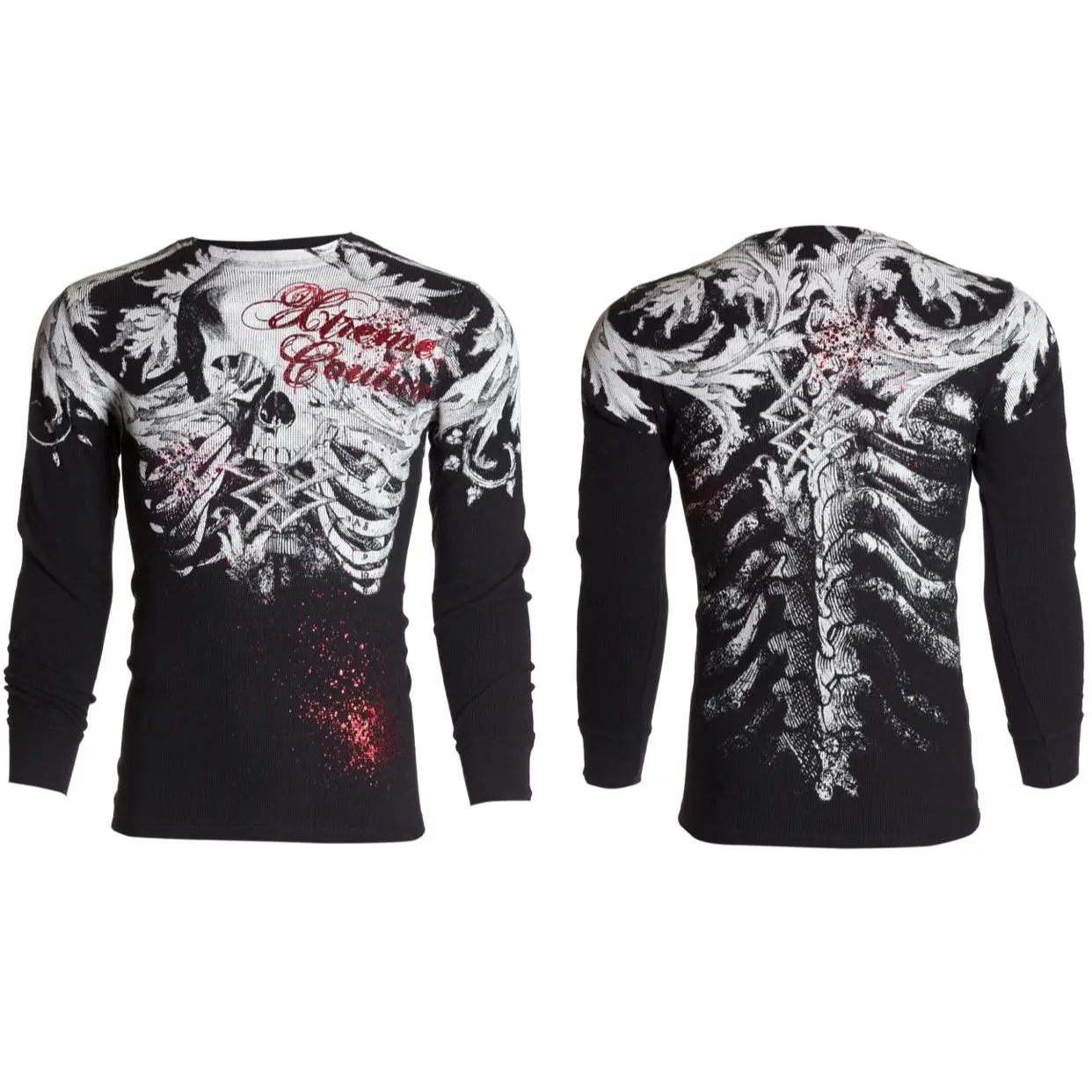 Xtreme Couture by Affliction Men's Cotton Crew Neck Graphic Thermal Shirt - Persimmon Menswear Top