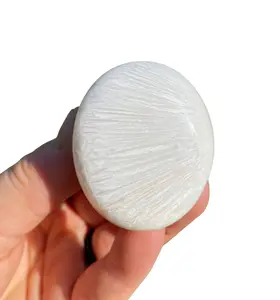 Scolecite Palm Stone - Scolecite Tumbled Stone - Polished Scolecite Worry Stone - Tumbled Scolecite Crystal - White Zeolite