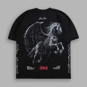 Darc Pegasus "Side By Side" Premium Tee in Black Heavyweight American Streetwear Oversized Cotton Crewneck Graphic Tee for Men & Women Casual Wear