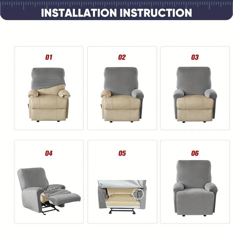 1-Seat Soft Recliner Chair Cover, Washable Sofa Couch Slipcover with Pocket, Nonslip Furniture Protector for Living Room, Bedroom & Home Decor