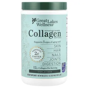 Great Lakes Wellness Sustainable Marine Collagen Peptides, Unflavored, 8 oz (227 g)