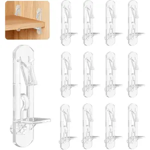 28 Pcs Clear Plastic Cabinet Shelf Pegs, 6 mm Self-Locking Shelf Support Pegs Shelf Brackets for 3/4 Inch Thick Shelves, Cabinet Shelf Clips Pins for Wood Shelving