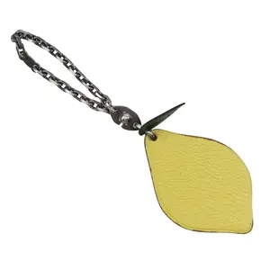 Pre-owned HERMÈS Calfskin Small Leather Goods Lemon Leather Bag Charm