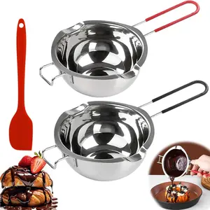 Stainless Steel Chocolate Melting Bowl for Chocolate Fondue and Candy Making, Heat Resistant Boiler Style Chocolate Melter Pot for Baking, Dessert Decorating and Home Kitchen Use
