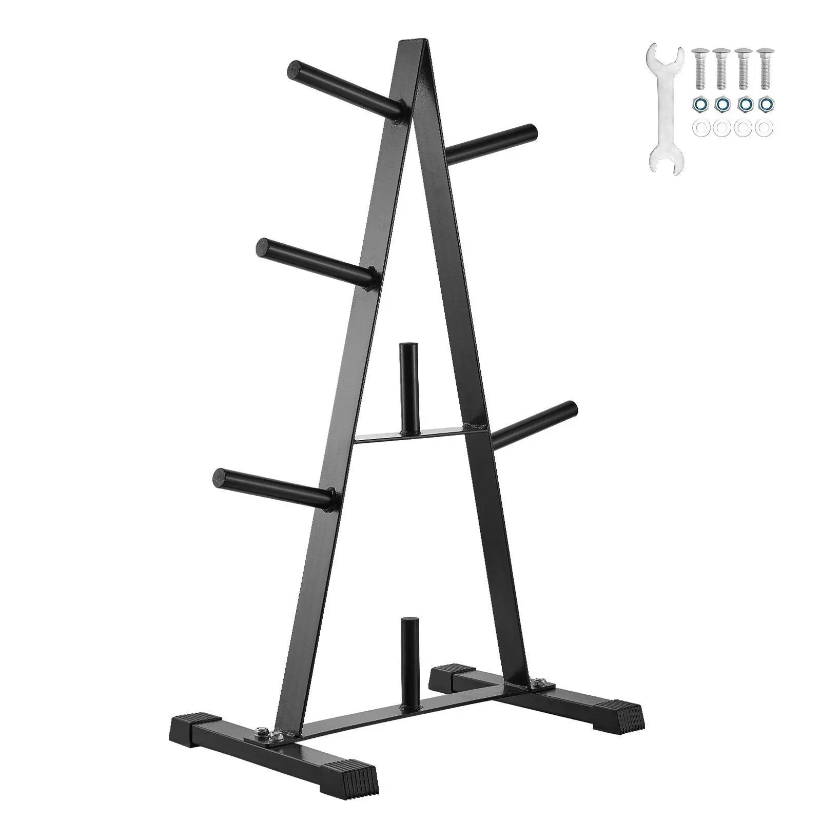 【Fallpicks】VEVOR A-Frame Shape Weight Plate Rack for 1 in Plates, 500 lbs High Load Cap., Kettlebell Ready, Fitness Workout Accessories, Home Gym Barbell Storage Stand, Black