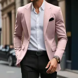 Pink Luxury Men Suits 2025 Terno Slim fit 3 Piece Jacket Pant With Vest Groom Wedding Tuxedo Costume Homme Formal Occasion Terno 2 guys prom Menswear Long Sleeve business casual outfits Colorful Dress