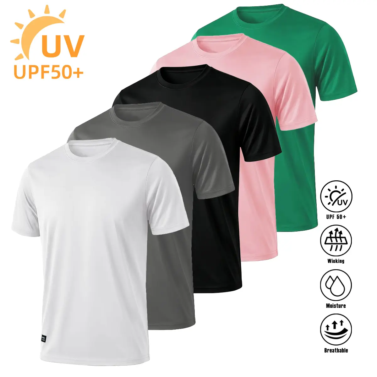 UPF 50+ Short Sleeve Rash Guard Shirt,Sportswear T-Shirt for Gym Workout Running Women and Mens Activewear Top, Breathable Quick-Dry Short Sleeve Crew Neck Dry Fit Gym Tee, Lightweight Men's Athletic Tee, Ideal for Outdoor Activities 2026 #Summervibes